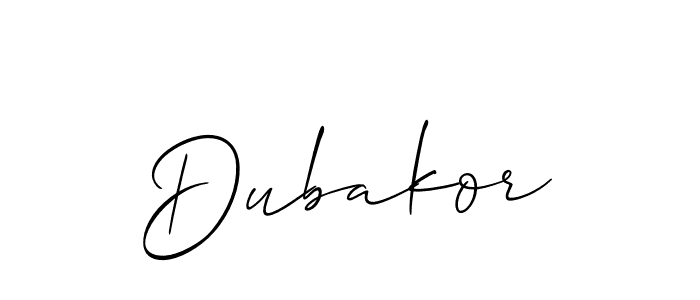 Create a beautiful signature design for name Dubakor. With this signature (Allison_Script) fonts, you can make a handwritten signature for free. Dubakor signature style 2 images and pictures png