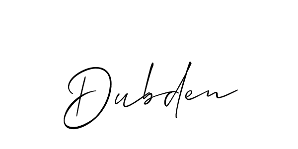 The best way (Allison_Script) to make a short signature is to pick only two or three words in your name. The name Dubden include a total of six letters. For converting this name. Dubden signature style 2 images and pictures png