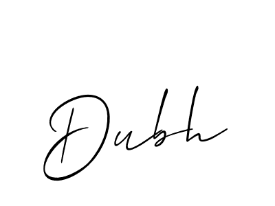 Use a signature maker to create a handwritten signature online. With this signature software, you can design (Allison_Script) your own signature for name Dubh. Dubh signature style 2 images and pictures png
