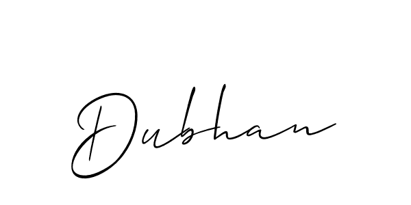 Use a signature maker to create a handwritten signature online. With this signature software, you can design (Allison_Script) your own signature for name Dubhan. Dubhan signature style 2 images and pictures png