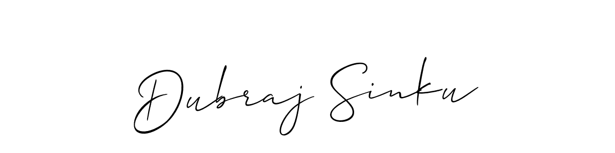 Design your own signature with our free online signature maker. With this signature software, you can create a handwritten (Allison_Script) signature for name Dubraj Sinku. Dubraj Sinku signature style 2 images and pictures png