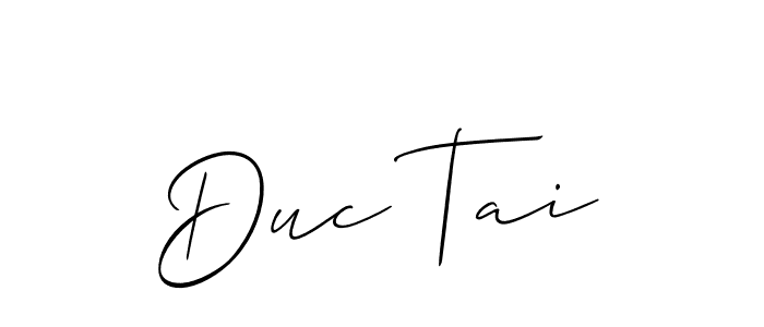 The best way (Allison_Script) to make a short signature is to pick only two or three words in your name. The name Duc Tai include a total of six letters. For converting this name. Duc Tai signature style 2 images and pictures png