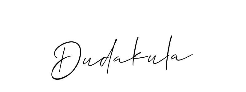Design your own signature with our free online signature maker. With this signature software, you can create a handwritten (Allison_Script) signature for name Dudakula. Dudakula signature style 2 images and pictures png