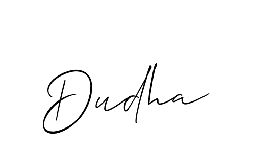 Make a beautiful signature design for name Dudha. With this signature (Allison_Script) style, you can create a handwritten signature for free. Dudha signature style 2 images and pictures png