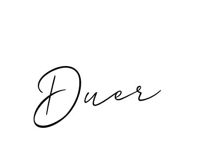 The best way (Allison_Script) to make a short signature is to pick only two or three words in your name. The name Duer include a total of six letters. For converting this name. Duer signature style 2 images and pictures png