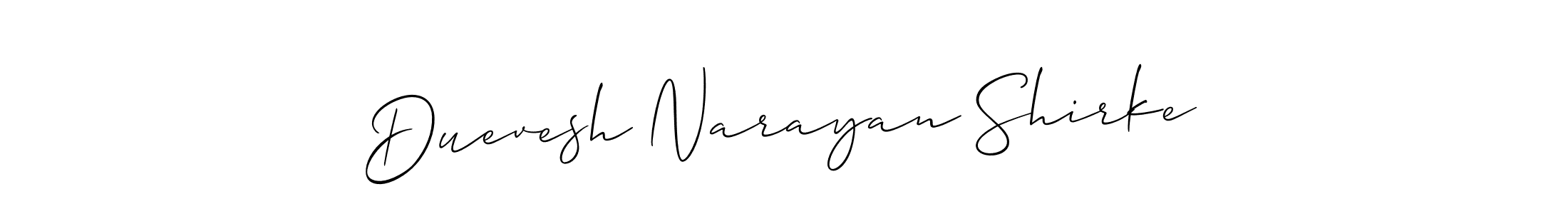 Also You can easily find your signature by using the search form. We will create Duevesh Narayan Shirke name handwritten signature images for you free of cost using Allison_Script sign style. Duevesh Narayan Shirke signature style 2 images and pictures png