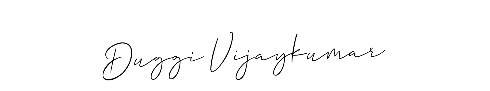 It looks lik you need a new signature style for name Duggi Vijaykumar. Design unique handwritten (Allison_Script) signature with our free signature maker in just a few clicks. Duggi Vijaykumar signature style 2 images and pictures png