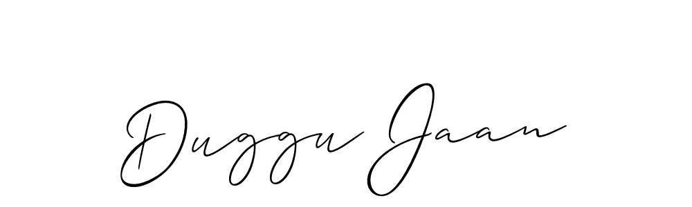 Design your own signature with our free online signature maker. With this signature software, you can create a handwritten (Allison_Script) signature for name Duggu Jaan. Duggu Jaan signature style 2 images and pictures png