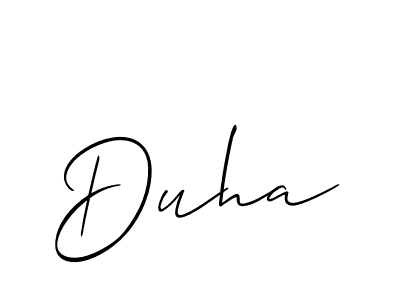 Create a beautiful signature design for name Duha. With this signature (Allison_Script) fonts, you can make a handwritten signature for free. Duha signature style 2 images and pictures png