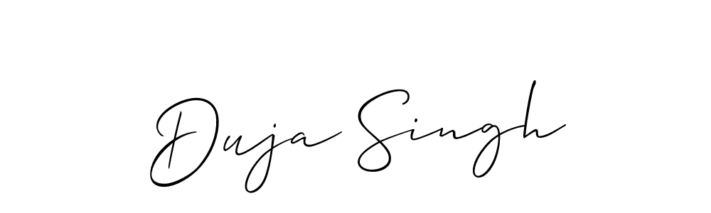 if you are searching for the best signature style for your name Duja Singh. so please give up your signature search. here we have designed multiple signature styles  using Allison_Script. Duja Singh signature style 2 images and pictures png