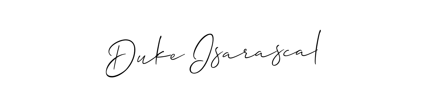 How to make Duke Isarascal name signature. Use Allison_Script style for creating short signs online. This is the latest handwritten sign. Duke Isarascal signature style 2 images and pictures png