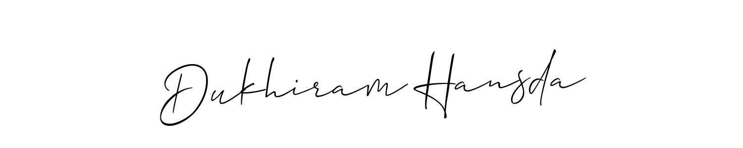 The best way (Allison_Script) to make a short signature is to pick only two or three words in your name. The name Dukhiram Hansda include a total of six letters. For converting this name. Dukhiram Hansda signature style 2 images and pictures png
