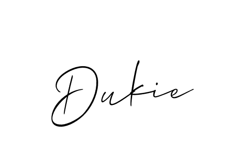 Use a signature maker to create a handwritten signature online. With this signature software, you can design (Allison_Script) your own signature for name Dukie. Dukie signature style 2 images and pictures png
