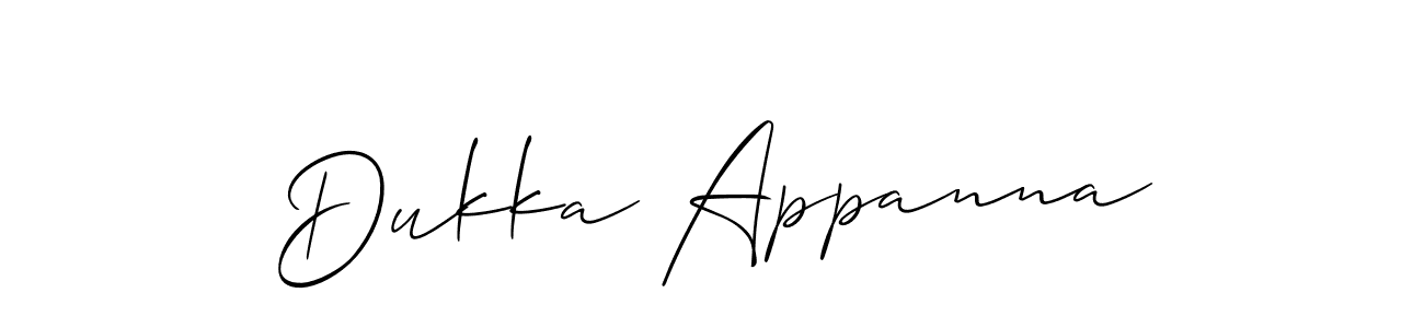 Also You can easily find your signature by using the search form. We will create Dukka Appanna name handwritten signature images for you free of cost using Allison_Script sign style. Dukka Appanna signature style 2 images and pictures png