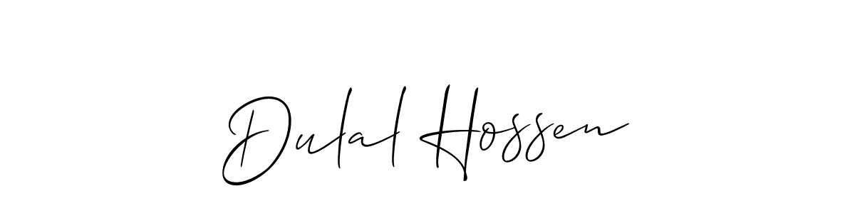 Design your own signature with our free online signature maker. With this signature software, you can create a handwritten (Allison_Script) signature for name Dulal Hossen. Dulal Hossen signature style 2 images and pictures png
