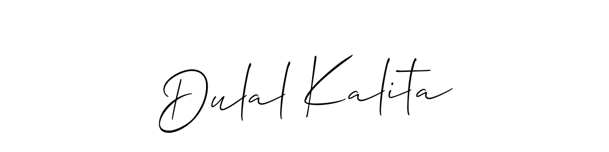 Also You can easily find your signature by using the search form. We will create Dulal Kalita name handwritten signature images for you free of cost using Allison_Script sign style. Dulal Kalita signature style 2 images and pictures png