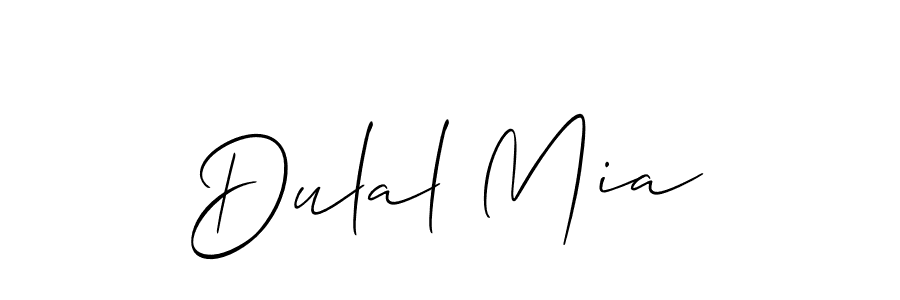 The best way (Allison_Script) to make a short signature is to pick only two or three words in your name. The name Dulal Mia include a total of six letters. For converting this name. Dulal Mia signature style 2 images and pictures png