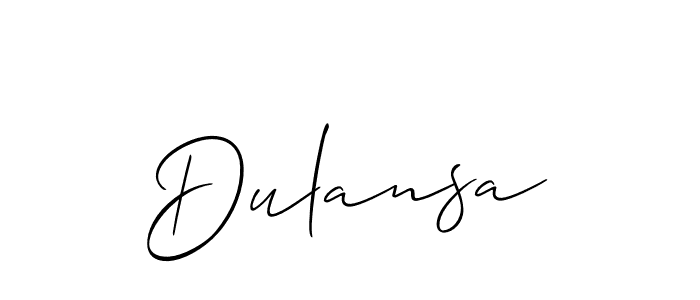 Also You can easily find your signature by using the search form. We will create Dulansa name handwritten signature images for you free of cost using Allison_Script sign style. Dulansa signature style 2 images and pictures png