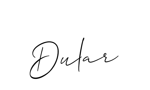 Create a beautiful signature design for name Dular. With this signature (Allison_Script) fonts, you can make a handwritten signature for free. Dular signature style 2 images and pictures png