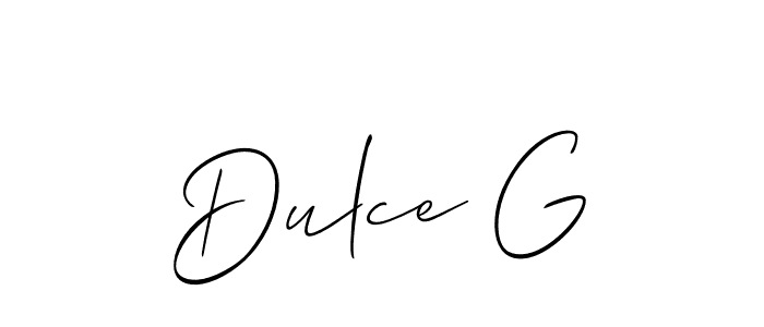 Allison_Script is a professional signature style that is perfect for those who want to add a touch of class to their signature. It is also a great choice for those who want to make their signature more unique. Get Dulce G name to fancy signature for free. Dulce G signature style 2 images and pictures png