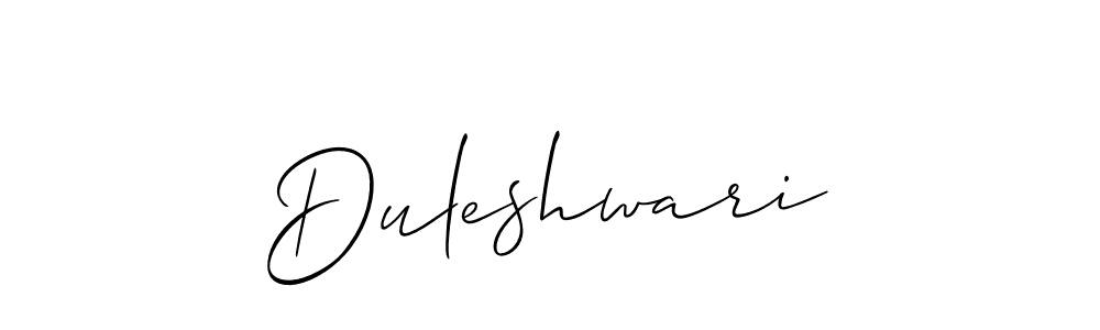 Use a signature maker to create a handwritten signature online. With this signature software, you can design (Allison_Script) your own signature for name Duleshwari. Duleshwari signature style 2 images and pictures png