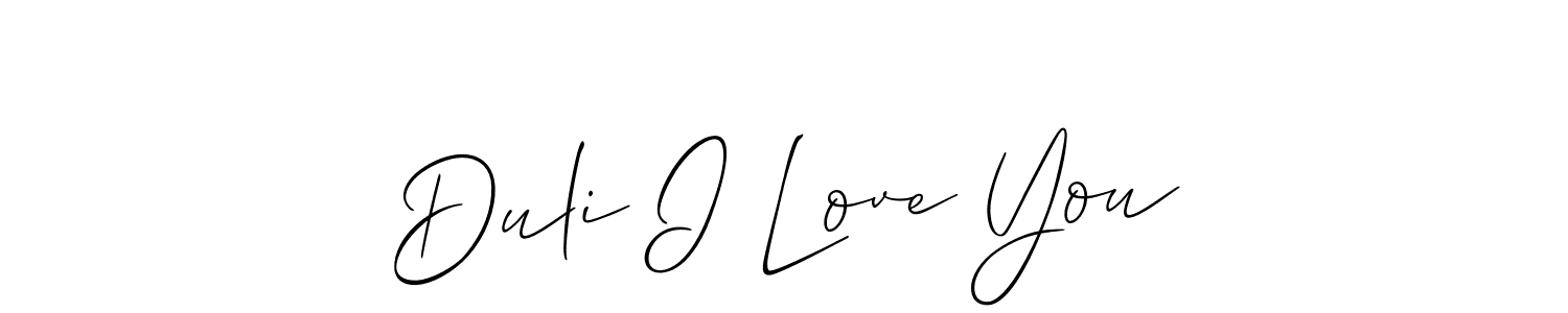 Make a beautiful signature design for name Duli I Love You. With this signature (Allison_Script) style, you can create a handwritten signature for free. Duli I Love You signature style 2 images and pictures png