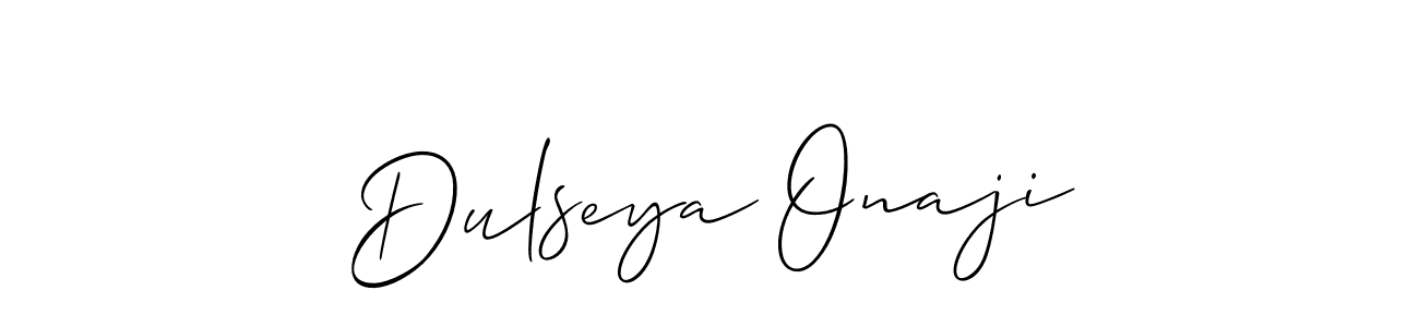 It looks lik you need a new signature style for name Dulseya Onaji. Design unique handwritten (Allison_Script) signature with our free signature maker in just a few clicks. Dulseya Onaji signature style 2 images and pictures png