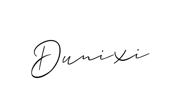 Use a signature maker to create a handwritten signature online. With this signature software, you can design (Allison_Script) your own signature for name Dunixi. Dunixi signature style 2 images and pictures png