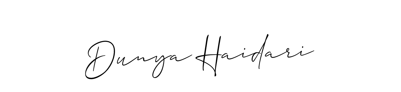 Also we have Dunya Haidari name is the best signature style. Create professional handwritten signature collection using Allison_Script autograph style. Dunya Haidari signature style 2 images and pictures png