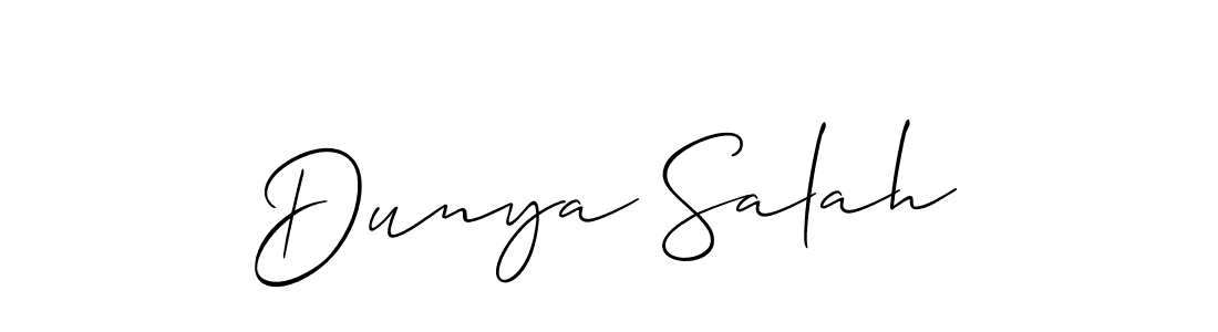 Create a beautiful signature design for name Dunya Salah. With this signature (Allison_Script) fonts, you can make a handwritten signature for free. Dunya Salah signature style 2 images and pictures png