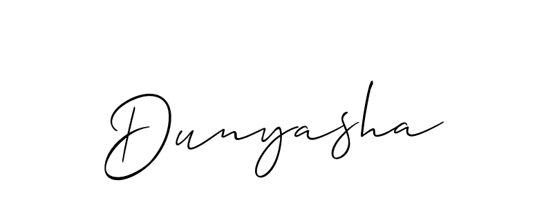 How to Draw Dunyasha signature style? Allison_Script is a latest design signature styles for name Dunyasha. Dunyasha signature style 2 images and pictures png