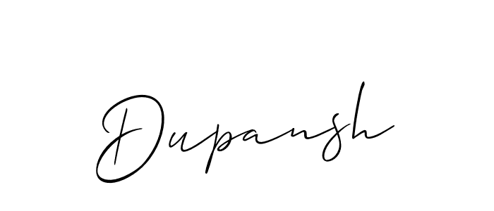 Make a beautiful signature design for name Dupansh. With this signature (Allison_Script) style, you can create a handwritten signature for free. Dupansh signature style 2 images and pictures png