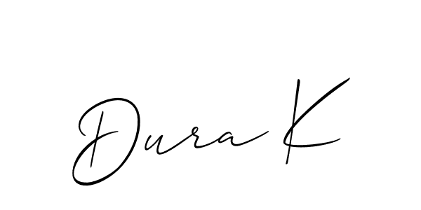 It looks lik you need a new signature style for name Dura K. Design unique handwritten (Allison_Script) signature with our free signature maker in just a few clicks. Dura K signature style 2 images and pictures png