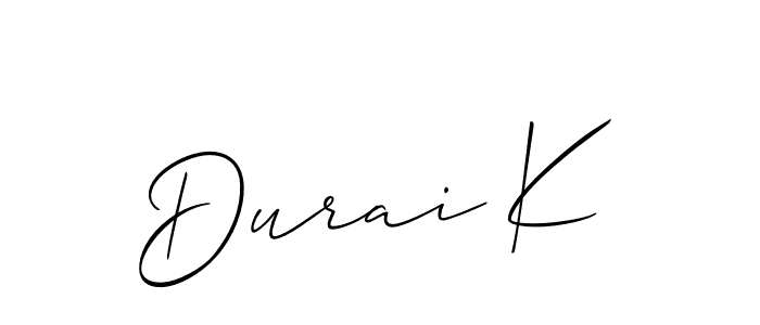 How to make Durai K signature? Allison_Script is a professional autograph style. Create handwritten signature for Durai K name. Durai K signature style 2 images and pictures png