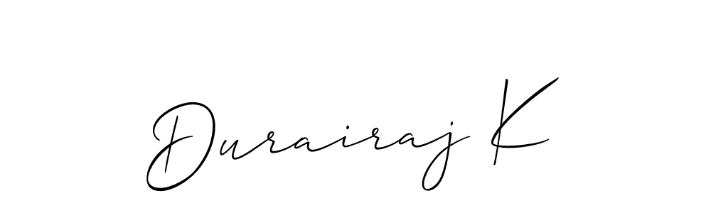 The best way (Allison_Script) to make a short signature is to pick only two or three words in your name. The name Durairaj K include a total of six letters. For converting this name. Durairaj K signature style 2 images and pictures png