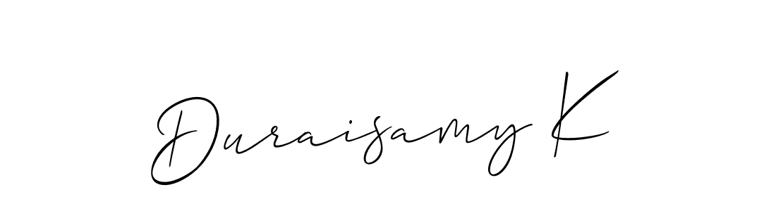 Create a beautiful signature design for name Duraisamy K. With this signature (Allison_Script) fonts, you can make a handwritten signature for free. Duraisamy K signature style 2 images and pictures png