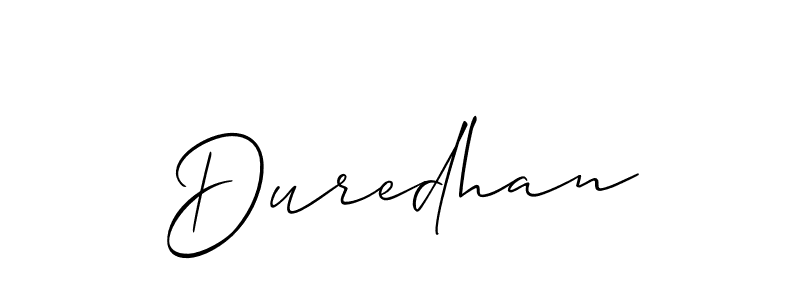 It looks lik you need a new signature style for name Duredhan. Design unique handwritten (Allison_Script) signature with our free signature maker in just a few clicks. Duredhan signature style 2 images and pictures png