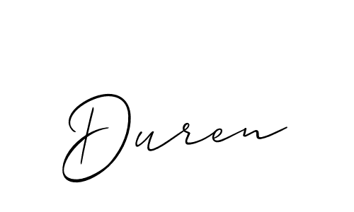 Use a signature maker to create a handwritten signature online. With this signature software, you can design (Allison_Script) your own signature for name Duren. Duren signature style 2 images and pictures png