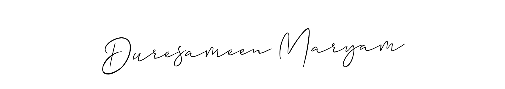 The best way (Allison_Script) to make a short signature is to pick only two or three words in your name. The name Duresameen Maryam include a total of six letters. For converting this name. Duresameen Maryam signature style 2 images and pictures png