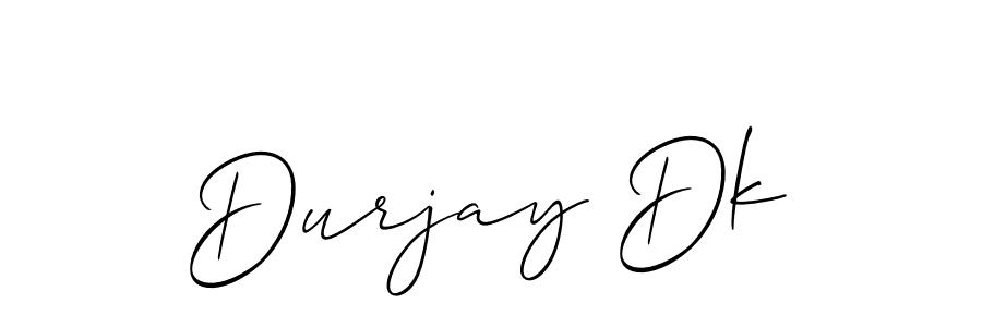 The best way (Allison_Script) to make a short signature is to pick only two or three words in your name. The name Durjay Dk include a total of six letters. For converting this name. Durjay Dk signature style 2 images and pictures png