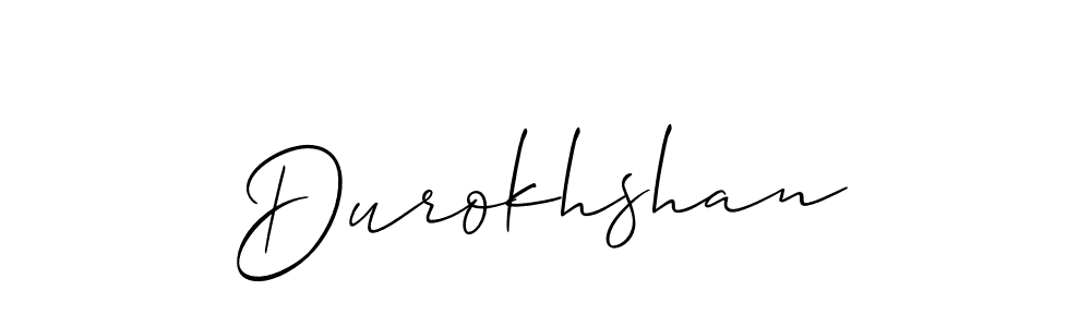 The best way (Allison_Script) to make a short signature is to pick only two or three words in your name. The name Durokhshan include a total of six letters. For converting this name. Durokhshan signature style 2 images and pictures png