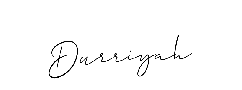 Make a short Durriyah signature style. Manage your documents anywhere anytime using Allison_Script. Create and add eSignatures, submit forms, share and send files easily. Durriyah signature style 2 images and pictures png