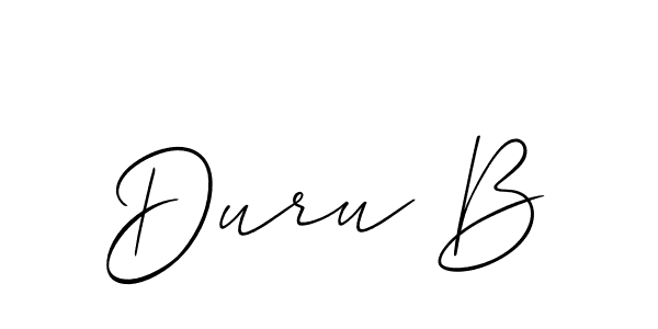 It looks lik you need a new signature style for name Duru B. Design unique handwritten (Allison_Script) signature with our free signature maker in just a few clicks. Duru B signature style 2 images and pictures png