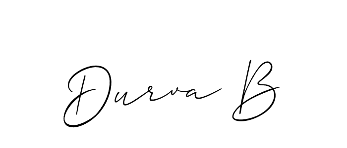Also we have Durva B name is the best signature style. Create professional handwritten signature collection using Allison_Script autograph style. Durva B signature style 2 images and pictures png
