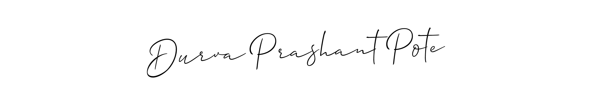 Allison_Script is a professional signature style that is perfect for those who want to add a touch of class to their signature. It is also a great choice for those who want to make their signature more unique. Get Durva Prashant Pote name to fancy signature for free. Durva Prashant Pote signature style 2 images and pictures png