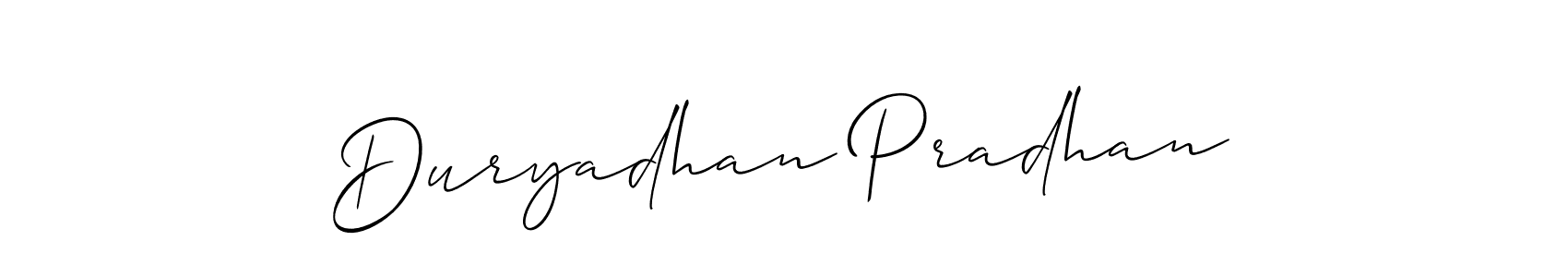 Use a signature maker to create a handwritten signature online. With this signature software, you can design (Allison_Script) your own signature for name Duryadhan Pradhan. Duryadhan Pradhan signature style 2 images and pictures png