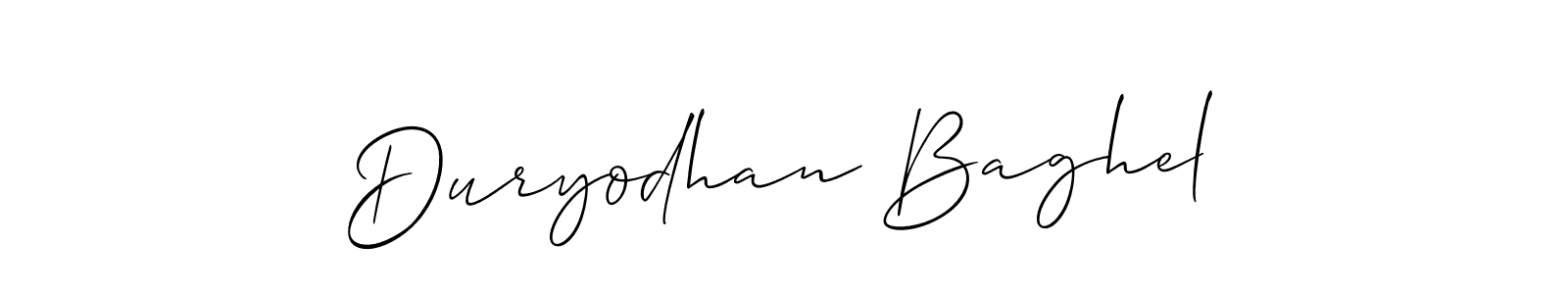 The best way (Allison_Script) to make a short signature is to pick only two or three words in your name. The name Duryodhan Baghel include a total of six letters. For converting this name. Duryodhan Baghel signature style 2 images and pictures png