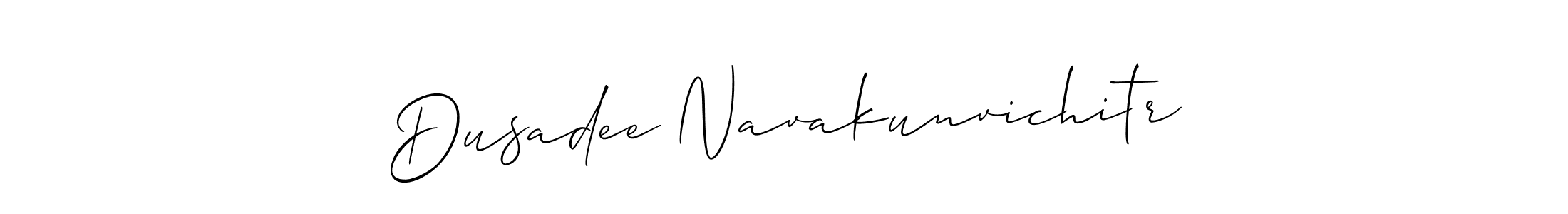 It looks lik you need a new signature style for name Dusadee Navakunvichitr. Design unique handwritten (Allison_Script) signature with our free signature maker in just a few clicks. Dusadee Navakunvichitr signature style 2 images and pictures png