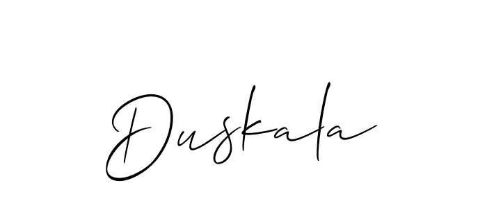 Similarly Allison_Script is the best handwritten signature design. Signature creator online .You can use it as an online autograph creator for name Duskala. Duskala signature style 2 images and pictures png