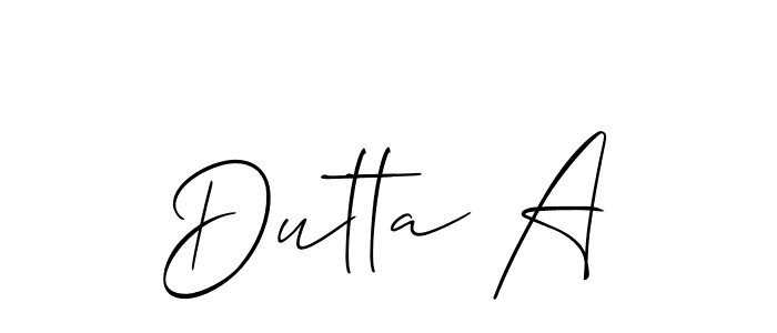 Use a signature maker to create a handwritten signature online. With this signature software, you can design (Allison_Script) your own signature for name Dutta A. Dutta A signature style 2 images and pictures png